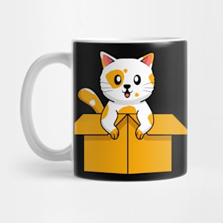 Cute Cat In A Cardboard Box Cat Lover Fun Mug